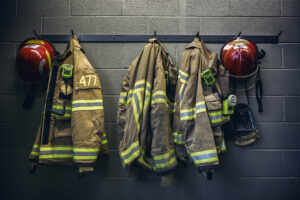 firefighter turnout gear and respiratory masks
