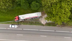 Aerial View of Truck Accident on Highway