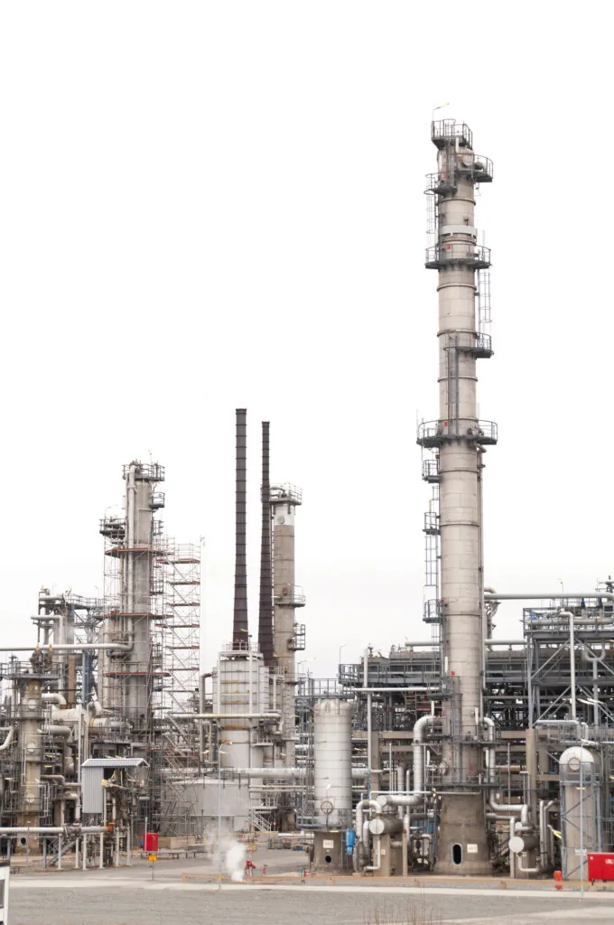 Oil refinery.